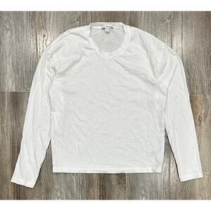 James Perse Women's Long Sleeve T-Shirt WLJ31143 Vintage Boxy Tee Top in White